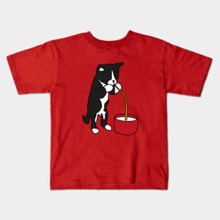 Kitty drinking milk Kids T-Shirt